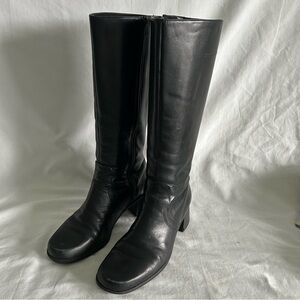Classic NATURALIZER Black Leather Knee-High Boots Side Zip Heels Size 9M
